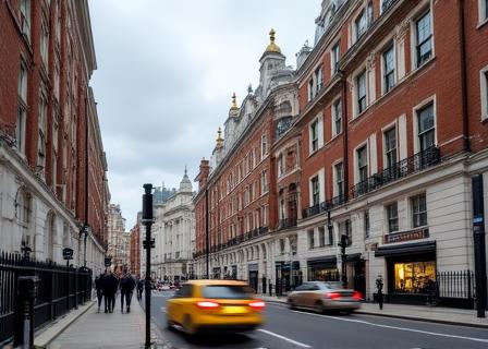 Exterior view of historic High Holborn office district in London